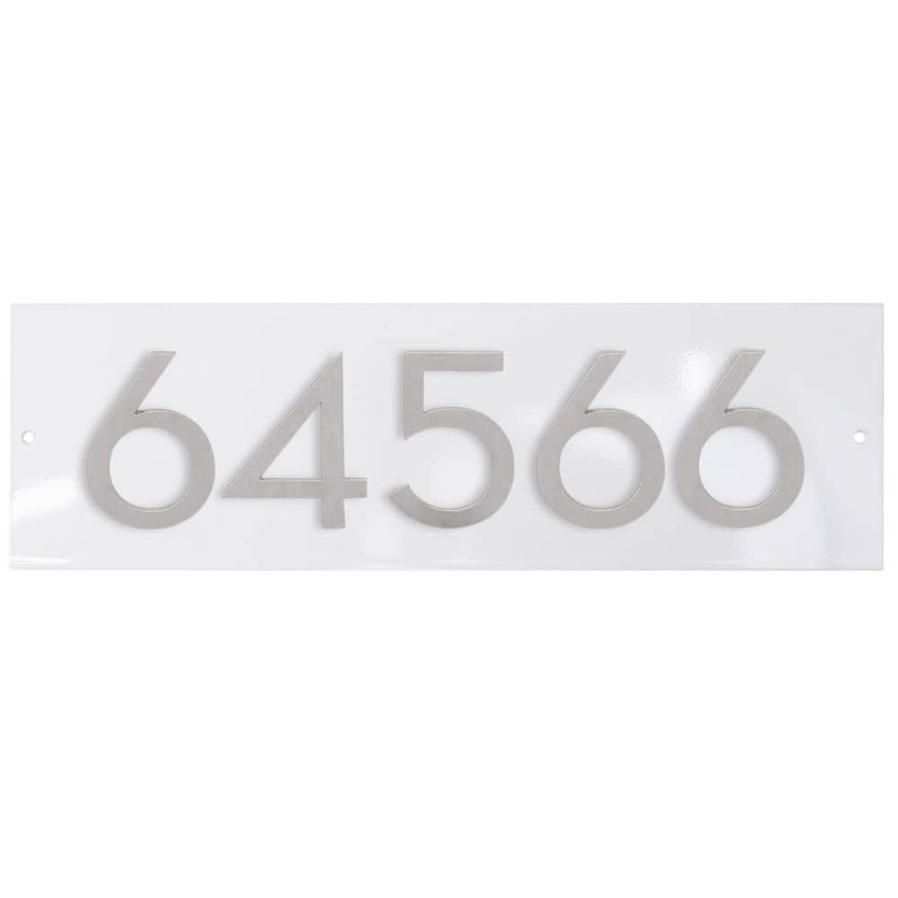 "Horizontal Floating Modern Address Plaque (4"" Numbers-5 Characters)-White/Brushed Aluminum" price history on PriceWatchPro