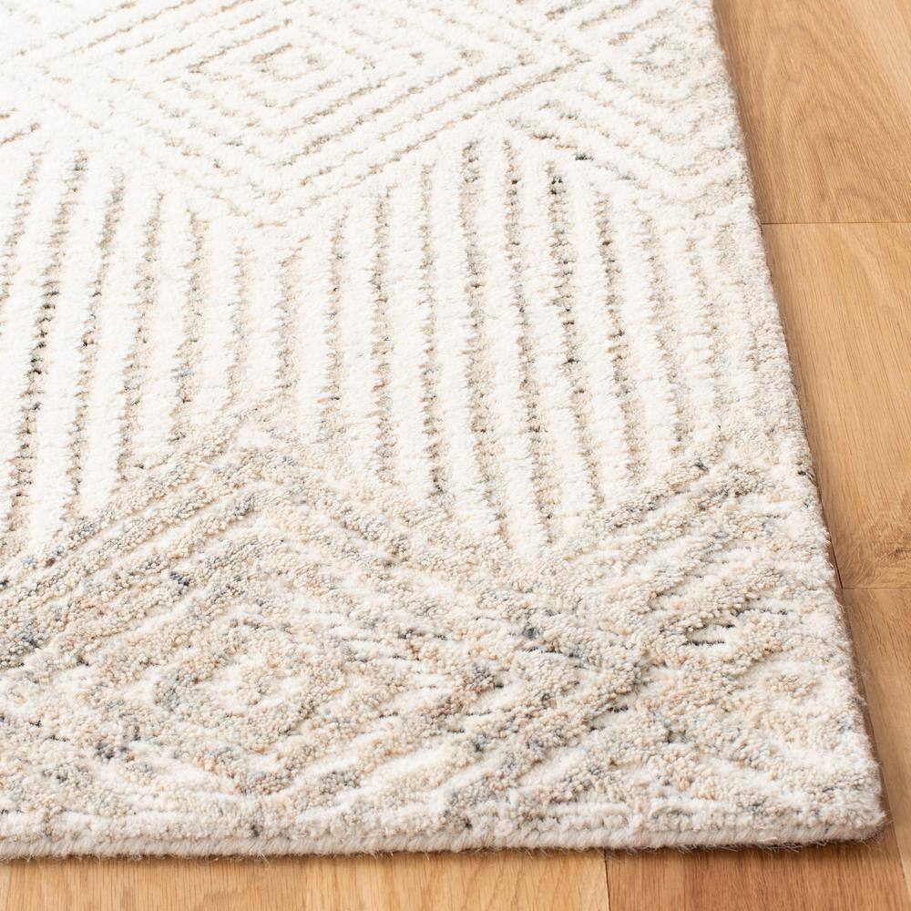 Beige and Ivory Hand-Tufted Wool Runner Rug