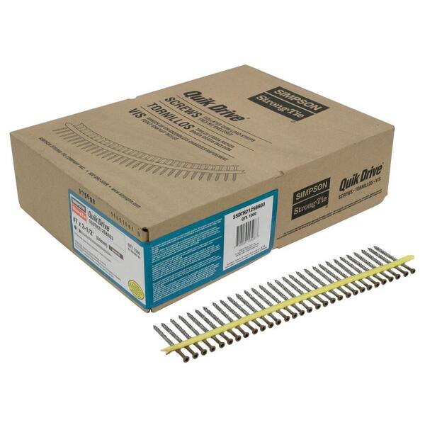 Simpson Strong-Tie Quik Drive #7 2-1/2 in. Brown 03 305 Stainless Steel Trim-Head Collated Decking Screw (1,000 per Box)