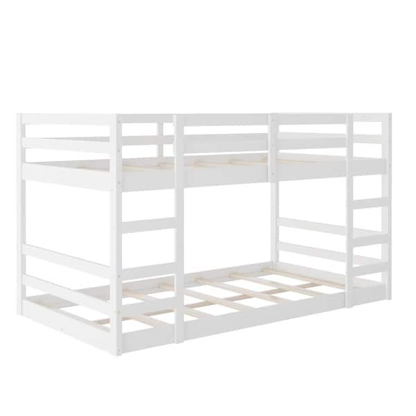 aisword Twin Over White Twin Bunk Bed with Ladder