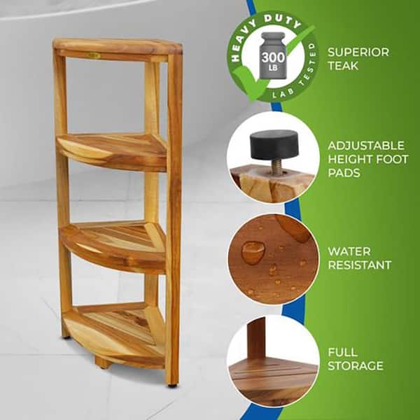 Nordic Style Teak Wood Natural Shower Caddy for Bathroom