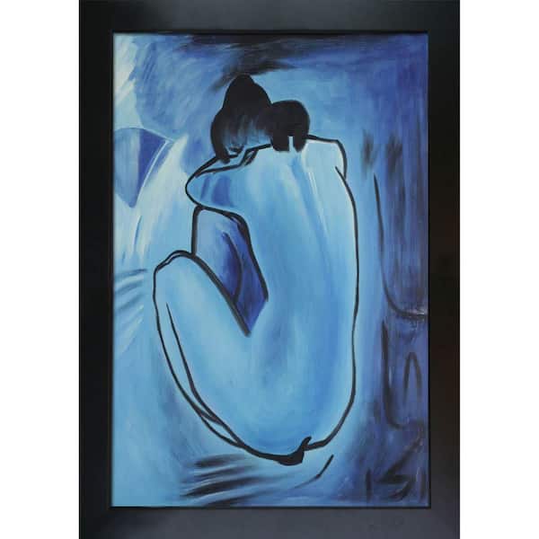 LA PASTICHE Blue Nude by Pablo Picasso New Age Wood Framed Abstract Oil Painting Art Print 28.75 in. x 40.75 in.