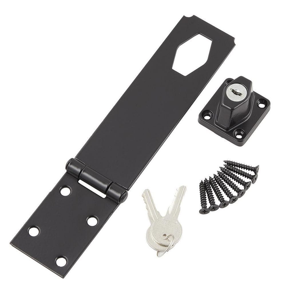 Everbilt 6 in. Black Key Locking Safety Hasp 33617 - The Home Depot