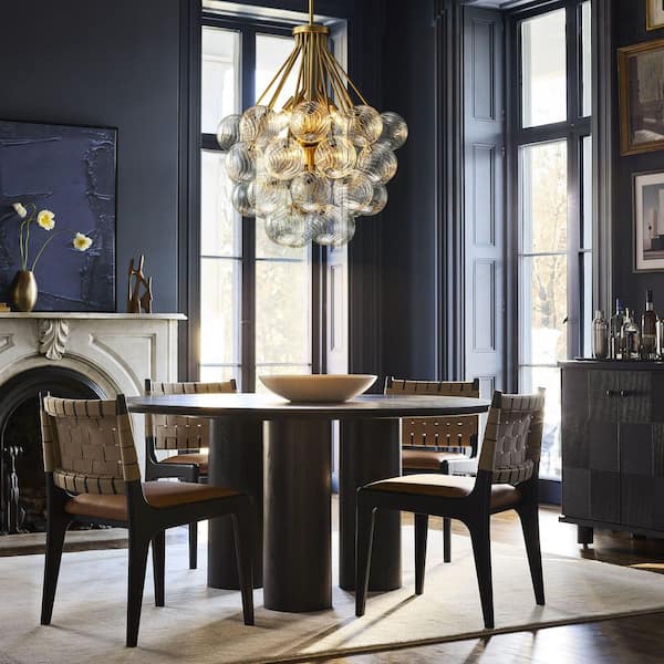Newlin 12-Light Mid-Century Modern Gold Sputnik Chandelier with Textured Glass Globe Accents
