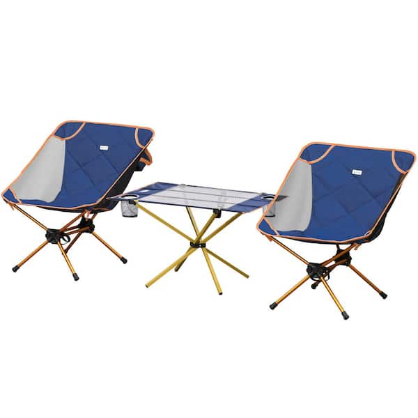 Outsunny Aluminum Camping Padded Chairs Set with Lightweight Folding Table  with 2 Cup Holders, Carry Bag for Camping, Travel A20-188 - The Home Depot