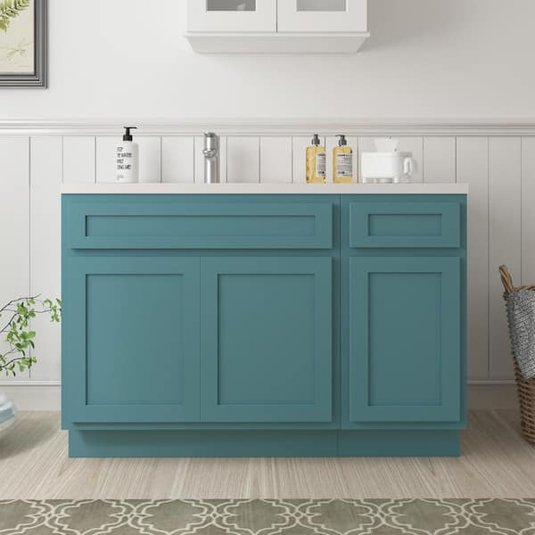 Vanity Art 48 in. W x 21 in. D x 32.5 in. H Bath Vanity Cabinet without Top in Sea Green