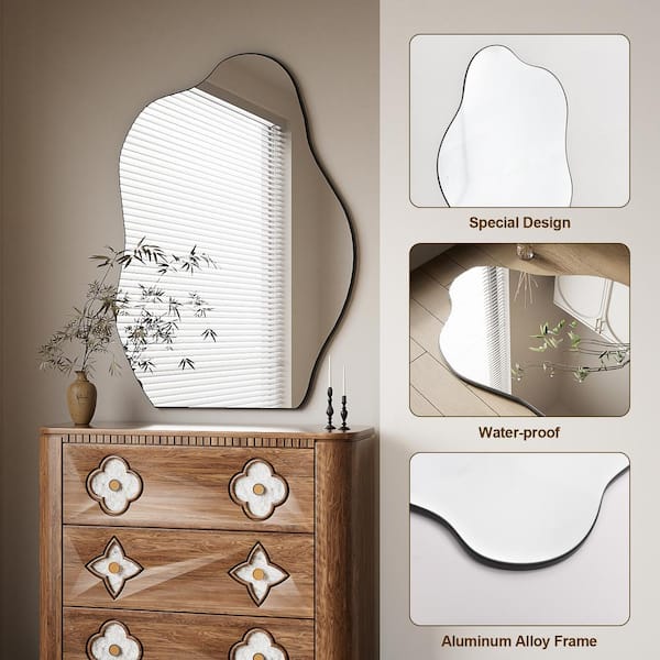 26 in. W x 37.8 in. H Irregular Mirror Wall Mirror Bathroom Vanity