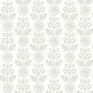 Dolly Light Grey Floral Light Grey Paper Strippable Roll (Covers 56.4 sq. ft.)