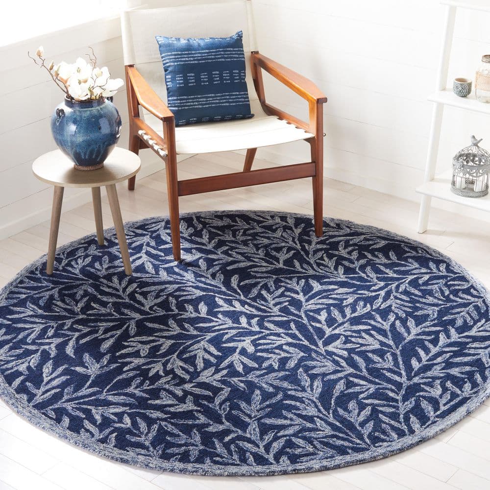 Jardin 6 ft. x 6 ft. Round Navy/Ivory Border Floral Area Rug price history on PriceWatchPro