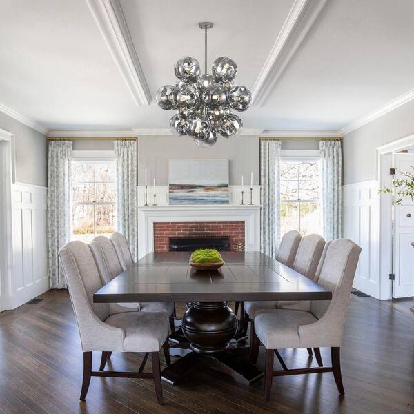 PAKOKULA Modern Sputnik 25-Light Silver Bubble Cluster Chandelier