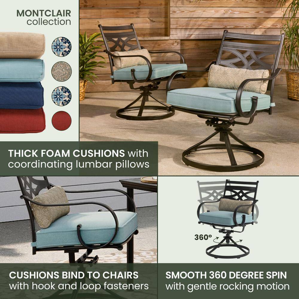 Montclair Ocean Blue 3-Piece Outdoor Bistro Set with Swivel Rockers