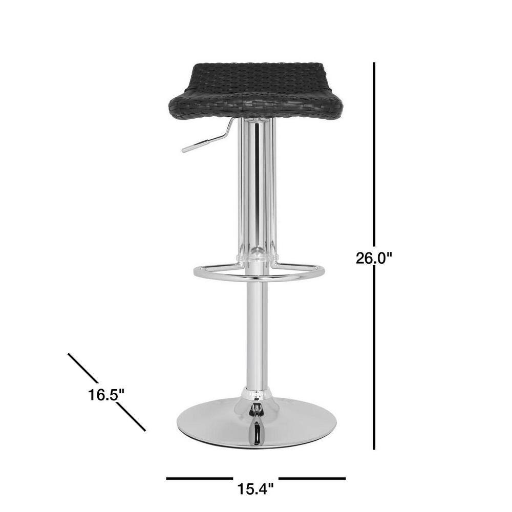Juji Black Wicker Adjustable Swivel Bar Stool