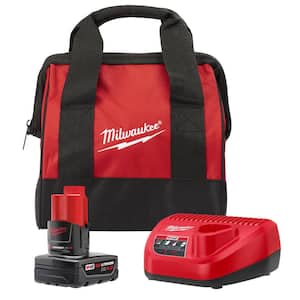 M12 12-Volt Lithium-Ion 4.0 Ah Battery and Charger Starter Kit with Tool Bag