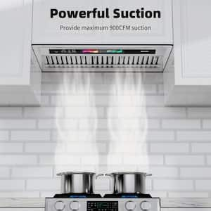 36 in. Convertible Insert Range Hood in Stainless Steel with 4 Speeds Exhaust Fan, Voice/Gesture/Touch, 900 CFM