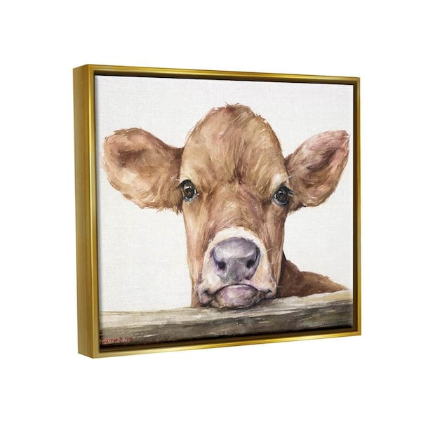 The Stupell Home Decor Collection Cute Baby Cow Animal Watercolor ...