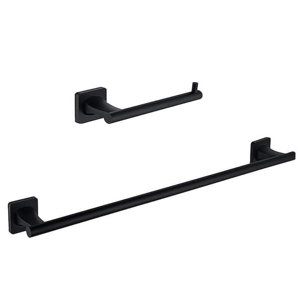 ruiling 2 -Piece Bath Hardware Set with Mounting Hardware in Matte Black