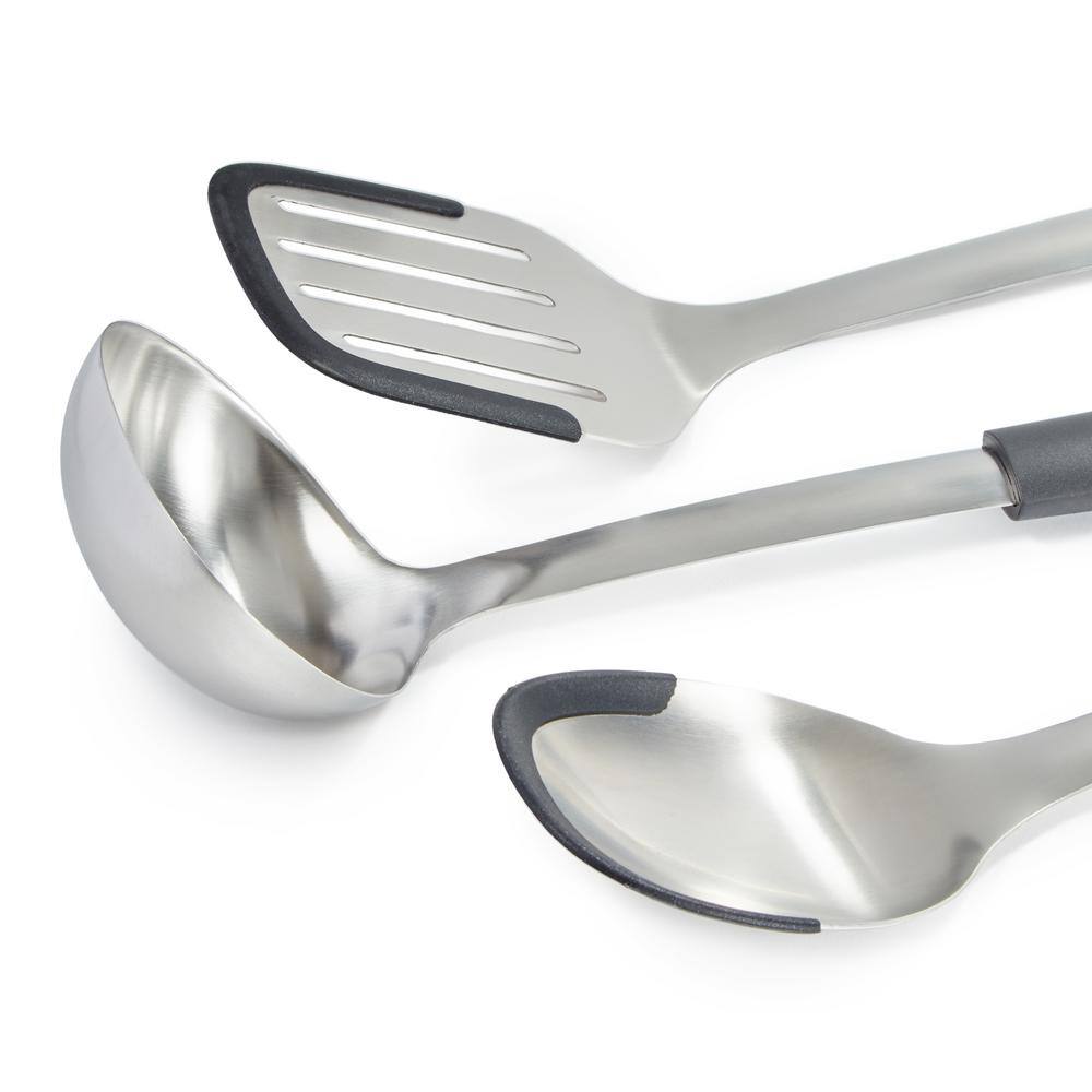 Graphite Stainless Steel 3-Piece Utensil Set with Silicone Heads