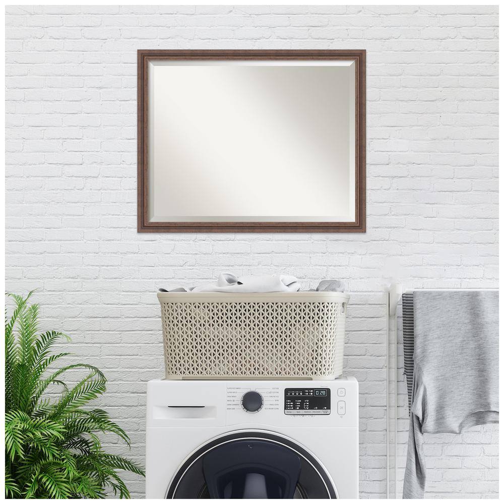 Distressed Rustic Brown Wood Rectangular Bathroom Vanity Mirror