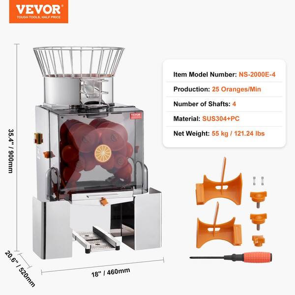 VEVOR Commercial Orange Juicer Machine 120 W Automatic Feeding Juice Extractor Stainless Steel Juice Extractor.Silver. TSZDJLCZJQZDD76GIV1 0702 The Home Depot
