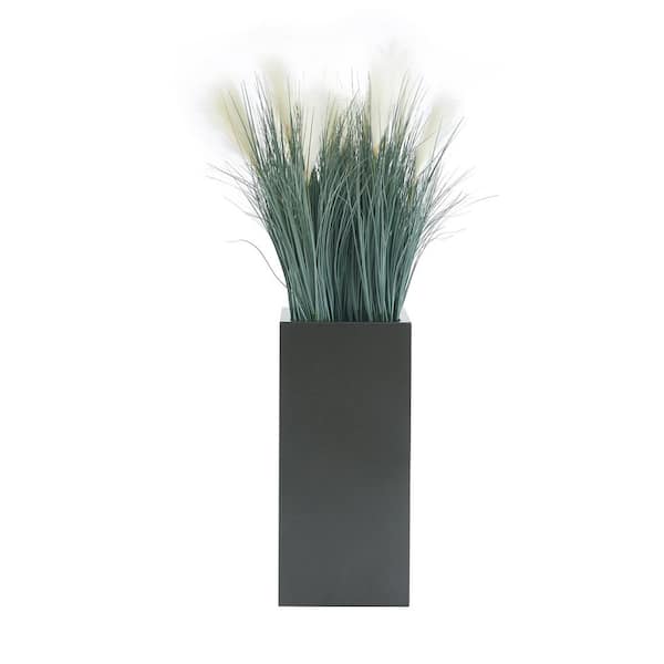 EDYO LIVING Metal Box Square Planter in Grey
