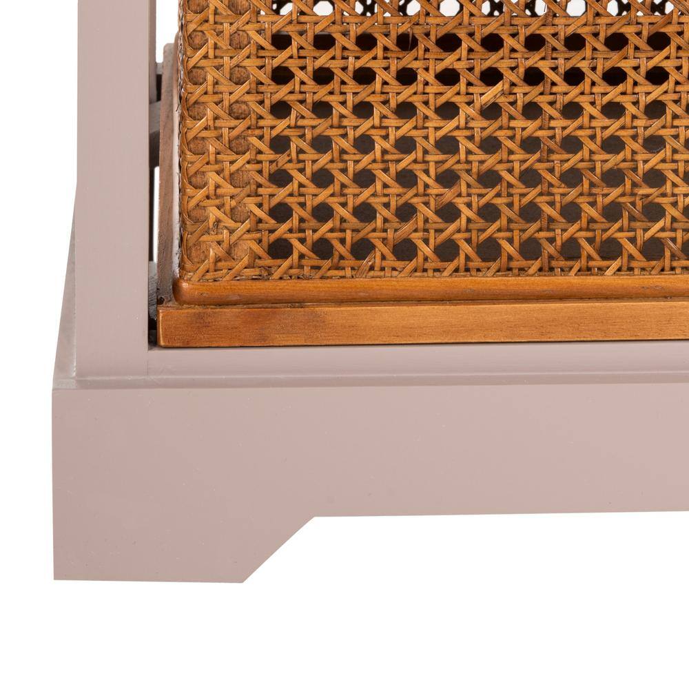 Transitional White Pine 4-Drawer Storage Cabinet with Cane Baskets