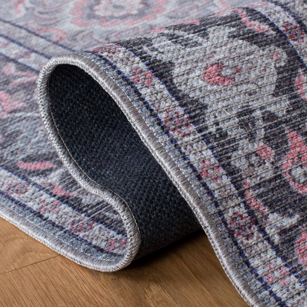 Grey and Pink 8' x 10' Viscose Chenille Reversible Area Rug