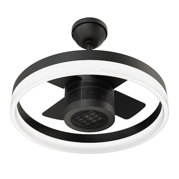 SkyFan & Turbo Heater 4 Blade 24" Plug & Play Matte Black Fandelier with Heater and LED Light