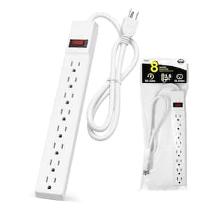 8-Outlet Power Strip with 2.5 ft. Power Cord, White