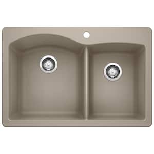 DIAMOND 33 in. Drop-In/Undermount Double Bowl Truffle Granite Composite Kitchen Sink