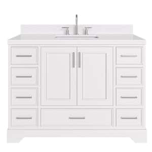 Stafford 48 in. W x 22 in. D x 36 in. H Single Sink Freestanding Bath Vanity in White with Carrara White Quartz Top
