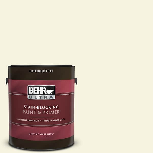 BEHR ULTRA 1 gal. #BWC-03 Lively White Flat Exterior Paint & Primer
