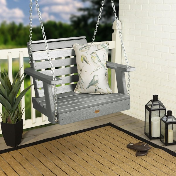 Highwood Weatherly 1-Person Coastal Teak Plastic Porch Swing