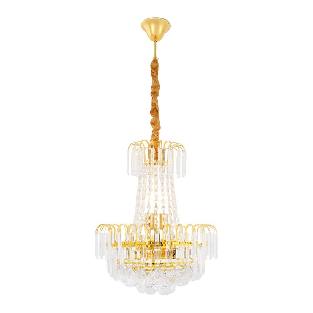 15.7 in. 6-Light Gold Modern K9 Clear Crystal Chandelier for Living Room Bedroom with No Bulbs Included price history on PriceWatchPro
