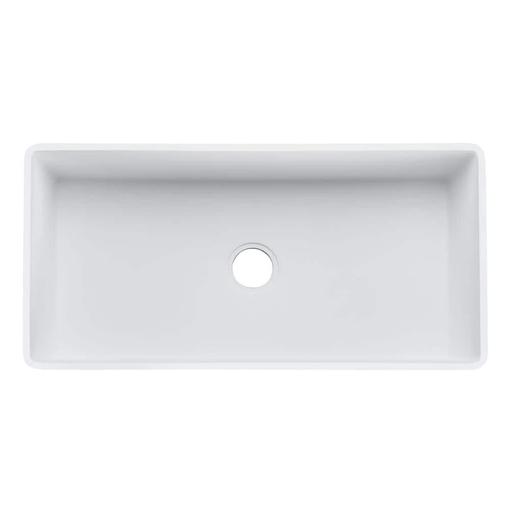 White Stone Farmhouse Apron Front Single Bowl Kitchen Sink