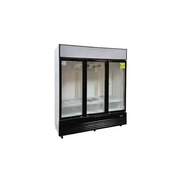 Elite Kitchen Supply 74.5 in. 59.06 cu. ft. Beverage 3 Glass Door Merchandiser Commercial Refrigerator EG1672F Black