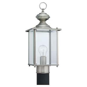 Jamestown 1-Light Antique Brushed Nickel Traditional Outdoor Lamp Post Light Top