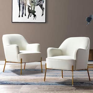 Nora Ivory Velvet Arm Chair (Set of 2)