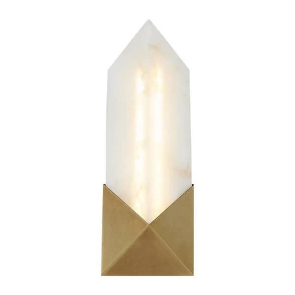 Caesar 12-in 1 Light 11-Watt Vintage Brass/Alabaster Integrated LED Vanity Light