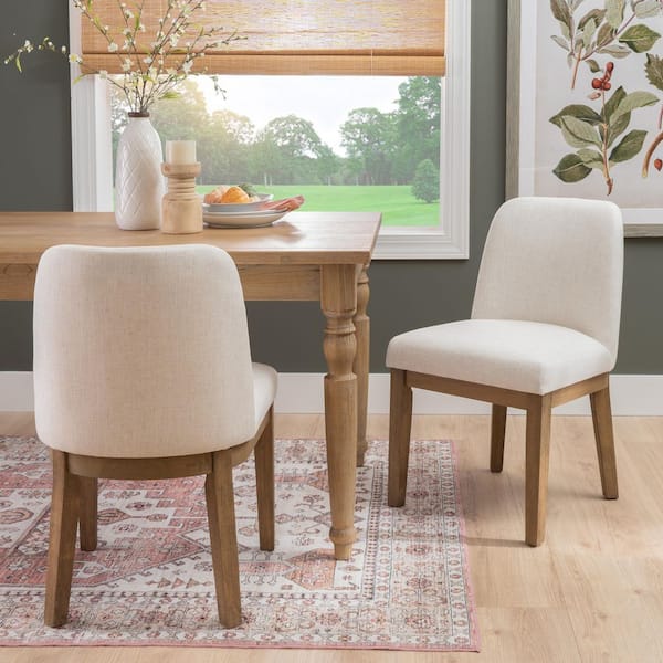 Linon Home Decor Tarra Cream Fabric Dining Side Chairs Set of