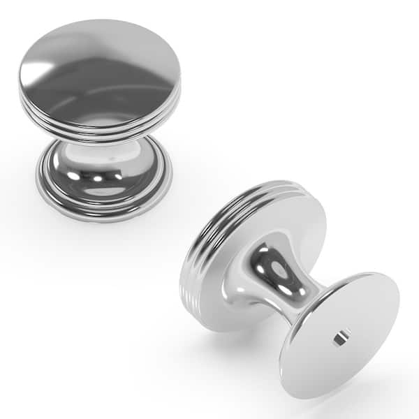 HICKORY HARDWARE American Diner Collection 1 in. Diameter Chrome Modern Round Cabinet Knob for Drawers and Doors (10-Pack)