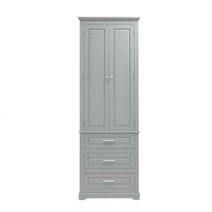 24 in. W x 15.7 in. D x 70 in. H Gray Tall Storage Cabinet Linen Cabinet with 3-Drawers for Bathroom, Office