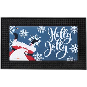 LED Christmas Upside Down Santa 18 in. x 30 in. Rubber Light and Sound Door Mat