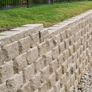 Regal Stone Pro Rock Face 8 in. H x 18 in. W x 12 in. L Pewter Beveled Concrete Retaining Wall Block