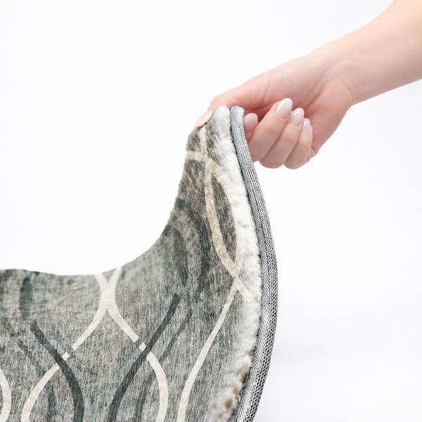 Dream Shag Premium Machine Washable Abstract ADS757 Gray 8 ft. x 10 ft. Area Rug