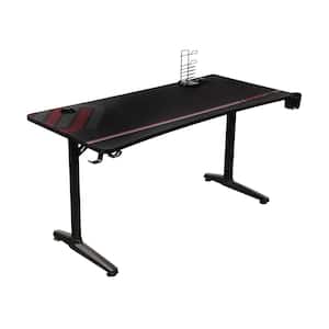 Tarnov 60 in. Rectangular Black Gaming Computer Desk with USB Ports and Cup Holder