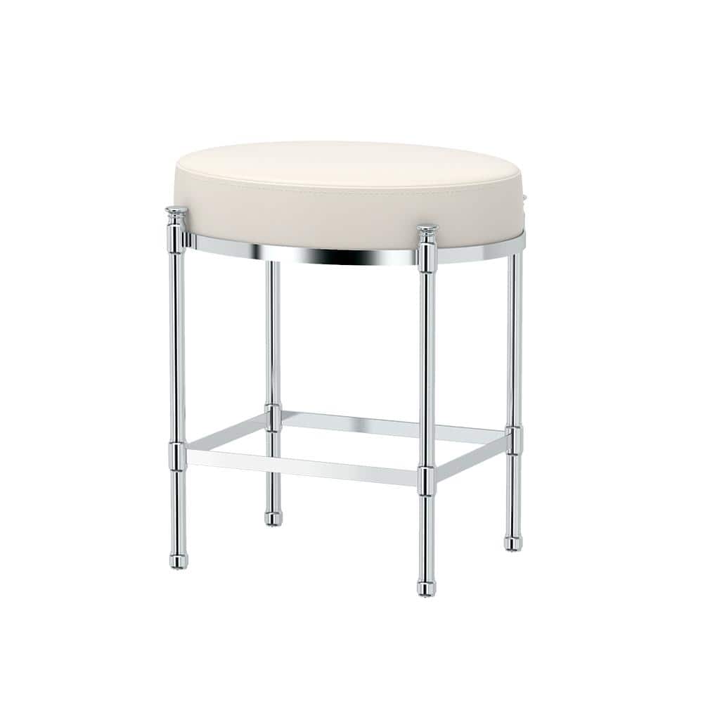Gatco Oval 195 In H Vanity Stool In Chrome 1358 The Home Depot