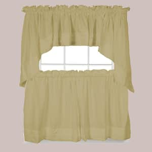 Semi-Opaque Holden 24 in. L Polyester Tier Curtain in Khaki (2-Pack)