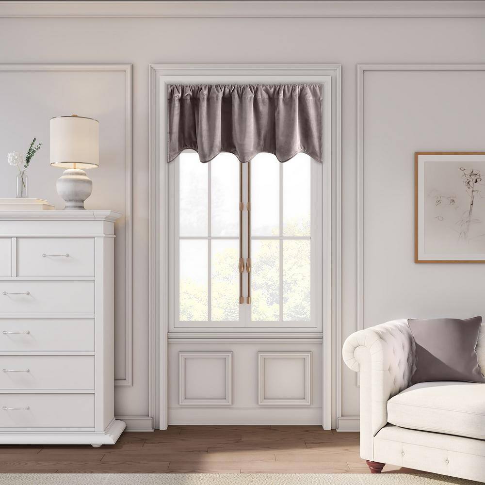 Mauve Velvet Scalloped Valance with Blackout Lining, 50" x 17"