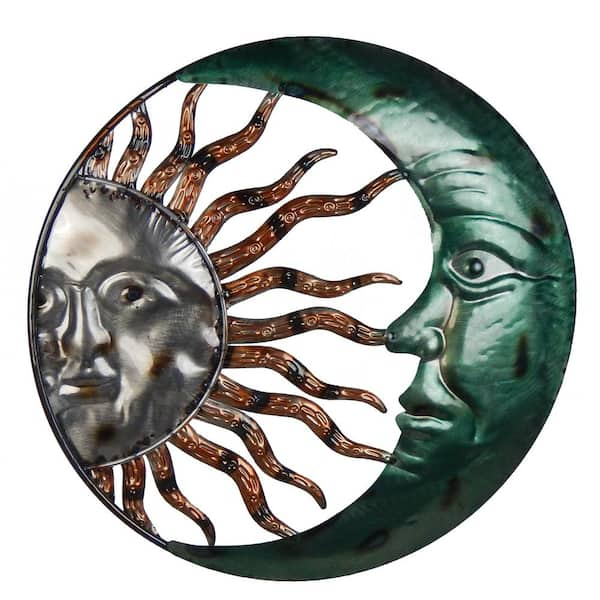 Wrought Iron Sun outlet and Moon Sculpture, Wall Art