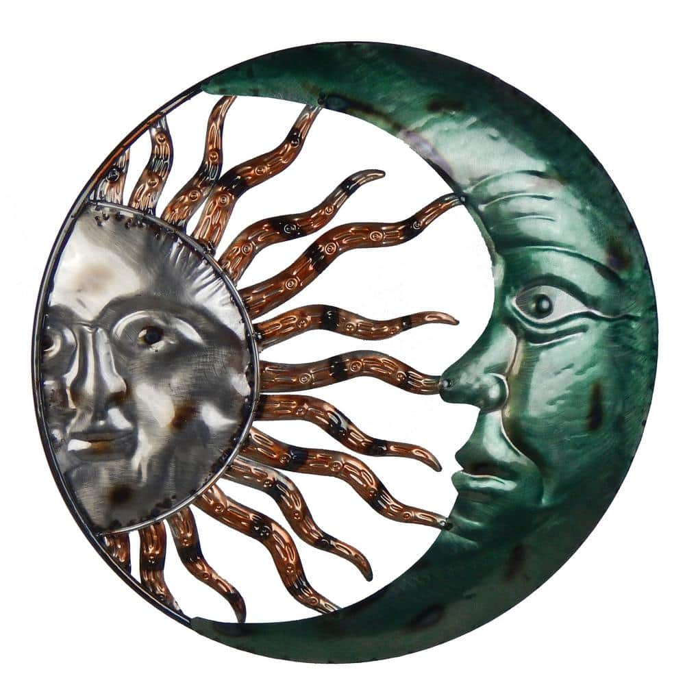 20 inch Steel Sun and Moon Decorative Wall Art